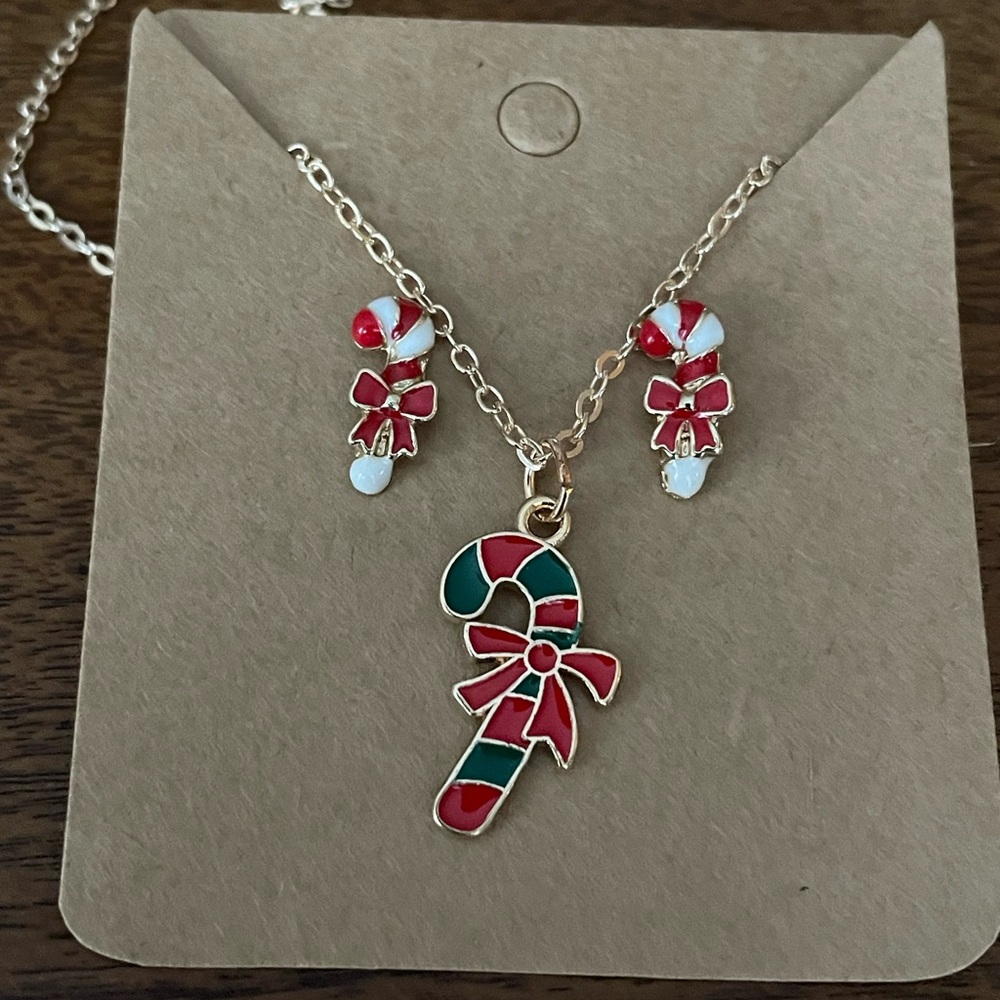 Candy cane earrings and necklace set